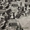 Newspaper on Heather Gray and Black Fashion Print Cotton Jersey Lycra Fabric000
