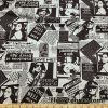Newspaper on Heather Gray and Black Fashion Print Cotton Jersey Fabric at FlukyFabrics.com