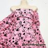 Scattered Black Outline Hearts on Pink Cotton Spandex Fabric