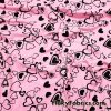 Scattered Black Outline Hearts on Pink Cotton Spandex Fabric
