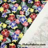 Hibiscus and Tropical Plants Print Cotton Stretch Twill Fabric