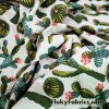 Cactus and Flowers on Ivory Desert Plants Cotton Stretch Poplin Fabric