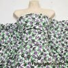 Purple and Charcoal Roses Print on White Cotton Jersey Fabric