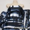 Abstract Navy Paint Strokes on White Nylon Spandex Swimwear Fabric