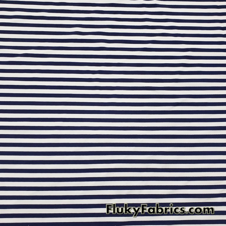 Dark Navy and White Stripes Nylon Spandex Swimwear Fabric