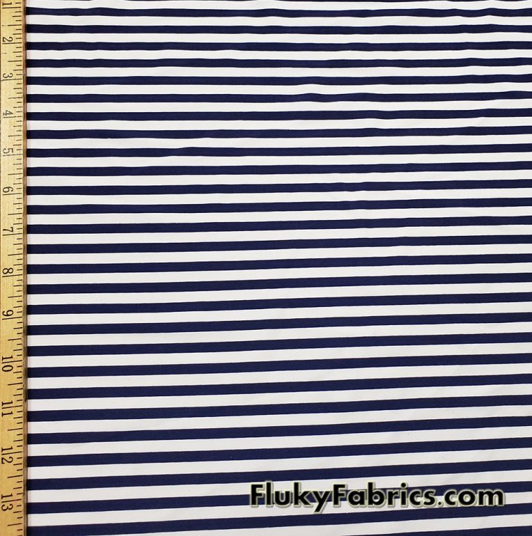 Dark Navy and White Stripes Nylon Spandex Swimwear Fabric