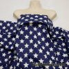 White Stars on Navy Background Cotton Twill Fabric