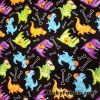 Colorful Rocker Dinosaurs 100% Cotton Rib Children Pajamas and Apparel Fabric