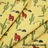 Desert Life, Cactus, Wolves, Snakes and Rocks on Yellow Boardshort Fabric