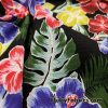 Hibiscus and Tropical Plants Print Cotton Stretch Twill Fabric