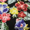 Hibiscus and Tropical Plants Print Cotton Stretch Twill Fabric