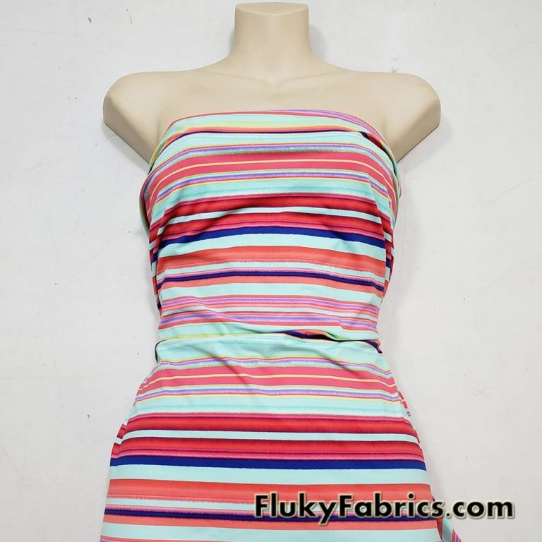 Multicolor Summer Stripes Nylon Spandex Swimwear Fabric