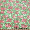 Coral Abstract Elephants / Heffalumps with Green and White Accents Swimsuit Nylon Spandex Fabric at FlukyFabrics.com
