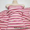 Pink, Lime and White Yarn Dyed Stripes Cotton Jersey Spandex Fabric