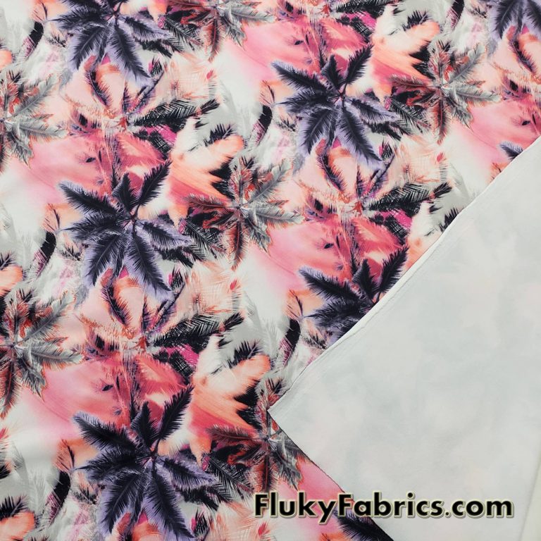 Sunset Palm Trees Double Exposure Poly Spandex Swimwear Fabric by The