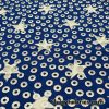 White Stars on Navy with Silver Foil Circles Apparel Cotton Spandex Fabric