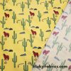 Desert Life, Cactus, Wolves, Snakes and Rocks on Yellow Boardshort Fabric