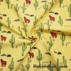 Desert Life, Cactus, Wolves, Snakes and Rocks on Yellow Boardshort Fabric