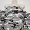 Black, Gray and White Camo Print Interlock Cotton Knit Fabric