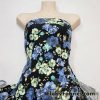 Blue and Mint Flowers Print Lightweight Cotton Spandex Fabric