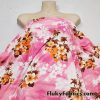 Hawaiian Print on Pink Tie Dye Nylon Spandex Swimsuit Fabric