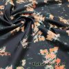 Elegant Abstract Print on Black Swimwear Nylon Spandex Fabric