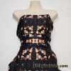 Elegant Abstract Print on Black Swimwear Nylon Spandex Fabric