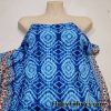 Shades of Blue Ikat Tribal Print with a Decorative Stripe Nylon Spandex Fabric