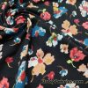 Colorful Wild Flowers Print on Black Lightweight Cotton Spandex Jersey Fabric