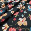 Colorful Wild Flowers Print on Black Lightweight Cotton Spandex Jersey Fabric