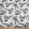 Tropical Leaves in Shades of Tea Green Nylon Spandex Swimsuit Fabric at FlukyFabrics.com