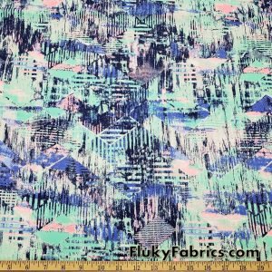 Distressed Colorful Abstract Print Nylon Spandex Swimsuit Fabric