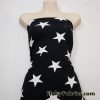 White Stars on Black Cotton Lycra Fabric ONLY 1 YARD CUTS