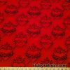 Hearts, Roses, Thorns, Crosses, Flames Print on Red Cotton Spandex Fabric at FlukyFabrics.com