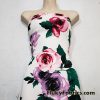 French Big Roses on Off White Cotton Spandex Fabric