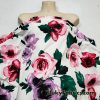 French Big Roses on Off White Cotton Spandex Fabric