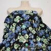 Blue and Mint Flowers Print Lightweight Cotton Spandex Fabric