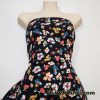 Colorful Wild Flowers Print on Black Lightweight Cotton Spandex Jersey Fabric