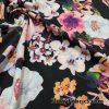 Orchid Flowers Print on a Black Background Lightweight Cotton Spandex Fabric