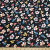 Colorful Wild Flowers Print on Black Lightweight Cotton Spandex Jersey Fabric at FlukyFabrics.com