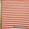 Orange and White Yarn Dyed Stripe 4 Way Stretch Cotton Spandex Fabric at FlukyFabrics.com