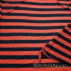 Navy and Orange Stripes Poly Cotton Jersey Fabric