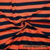 Navy and Orange Stripes Poly Cotton Jersey Fabric