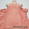 Orange and White Yarn Dyed Stripe 4 Way Stretch Cotton Spandex Fabric