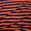 Navy and Orange Stripes Poly Cotton Jersey Fabric