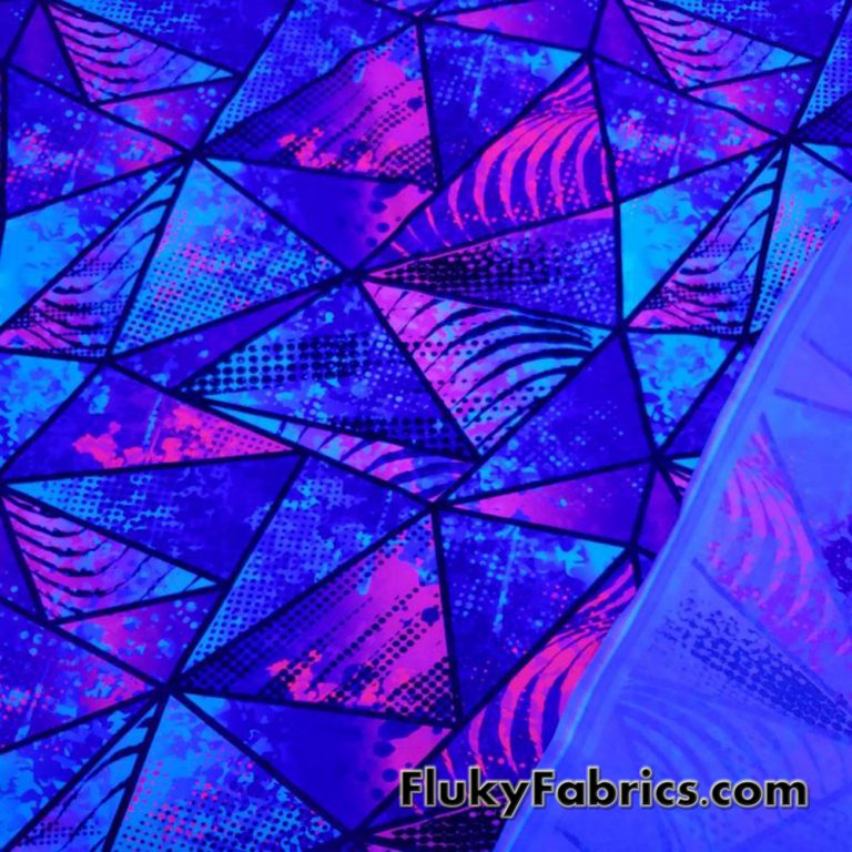 Colorful Paint Abstract Triangles UV/Blacklight Reactive Swimsuit Nylon Spandex Fabric