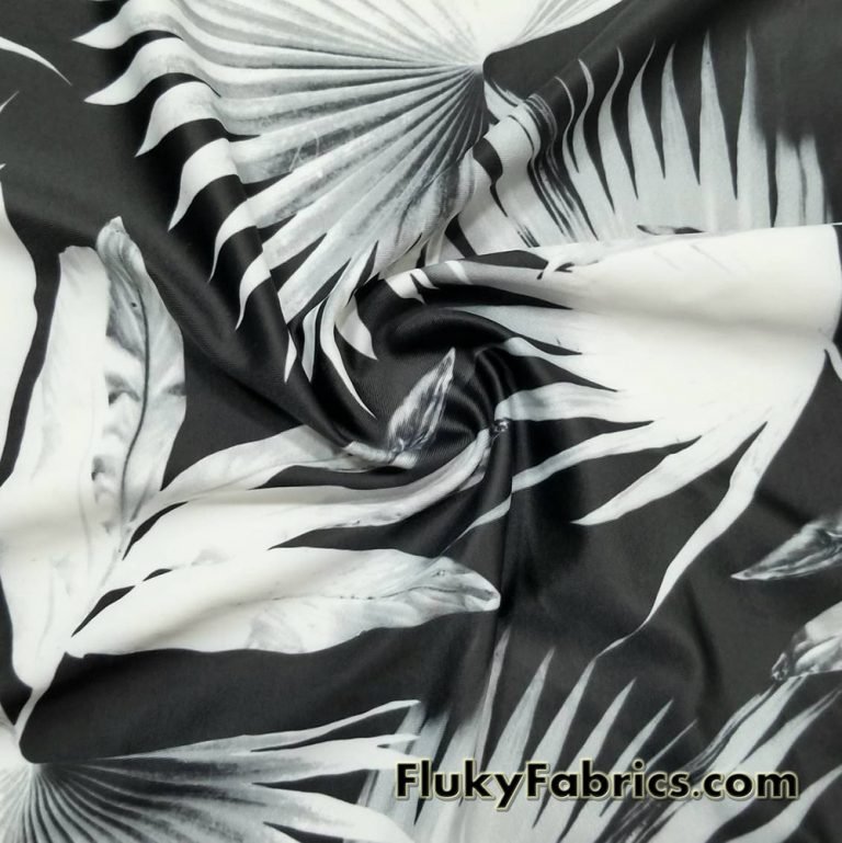 Big Monochromatic Palm Leaves Print Swimsuit Nylon Spandex Fabric