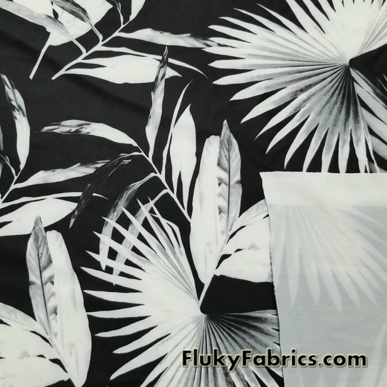 Big Monochromatic Palm Leaves Print Swimsuit Nylon Spandex Fabric