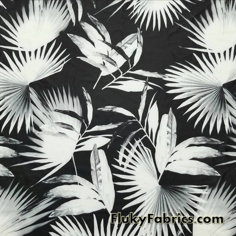 Big Monochromatic Palm Leaves Print Swimsuit Nylon Spandex Fabric
