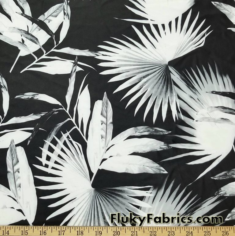 Big Monochromatic Palm Leaves Print Swimsuit Nylon Spandex Fabric